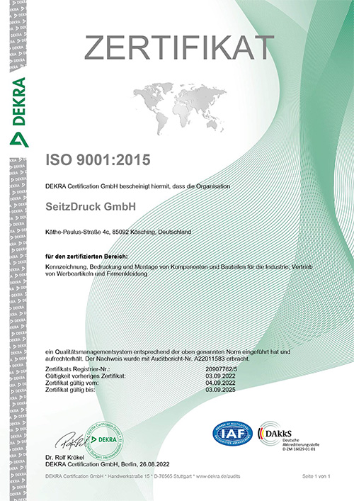 Bild - Download - Zertifiakt ISO 9001:2015